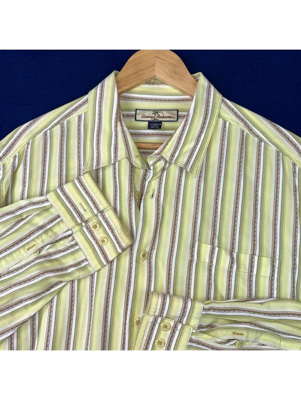 Vintage Tommy Bahama 100% Lyocell Stripes Shirts Men XL Hawaii Vacation Soft